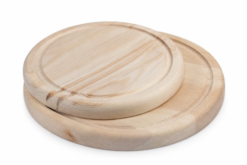 Zirben Schneidbrett Rund 2 Round cutting board with a groove made of Swiss pine - Image 1